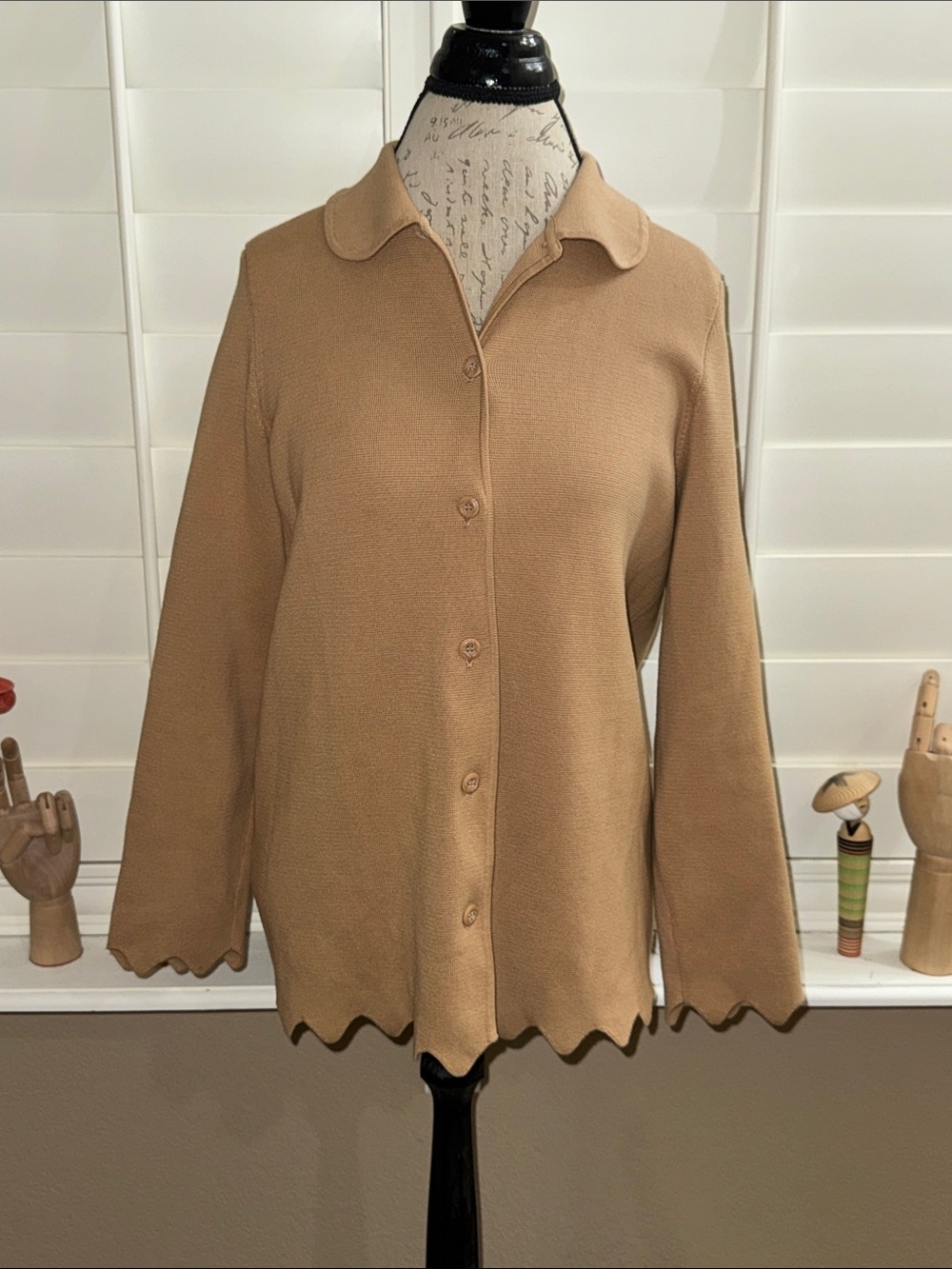 Edinburgh Knitwear Pima Cotton Knit Cardigan Tan Camel